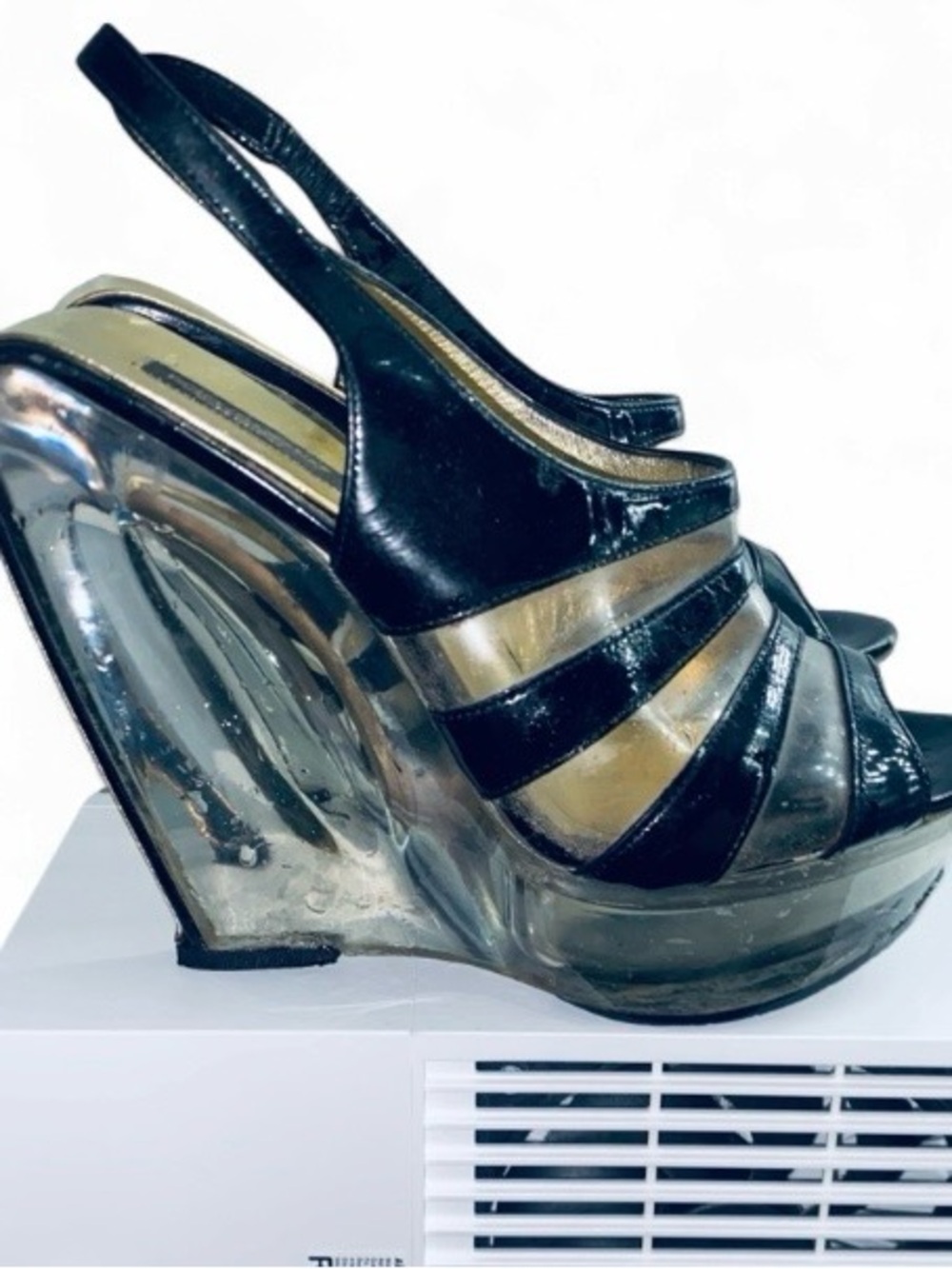 Dolce & Gabbana Lucite Wedge Sandals 🖤 Clear Wedge, Strappy Slingback